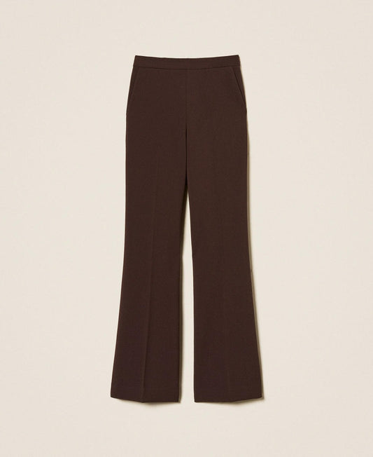 TWINSET Pantaloni Donna dritti in crêpe 252TT2381 Black Chocolate