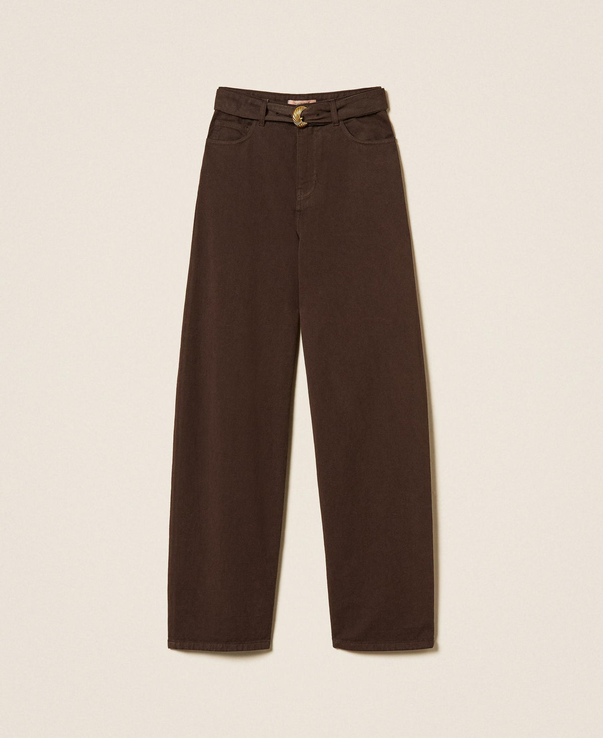 TWINSET Pantaloni barrel in bull con cintura 262TP2550 Darkness Brown