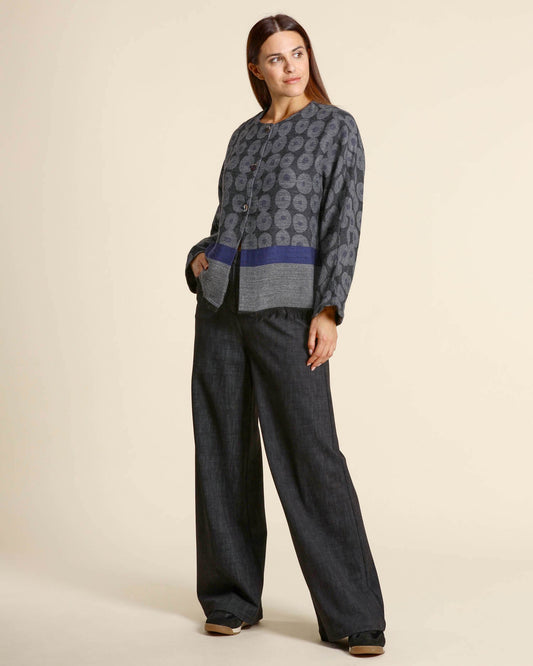 ALESSIA SANTI Giacca Misto Alpaca Stampa Pois 621SD35026 Grigio Blu
