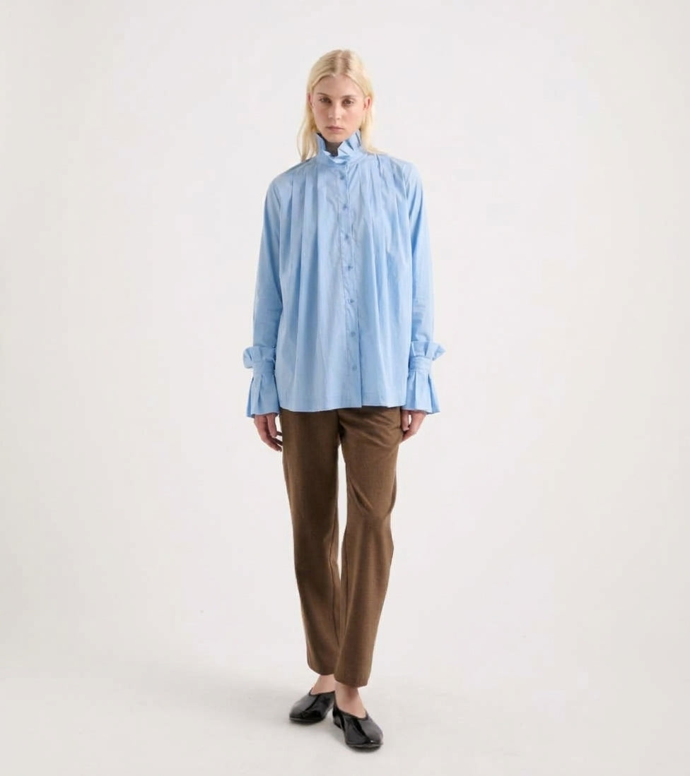 ALESSIA SANTI Camicia stretch con collo alto 621SD45035 Glass Celeste