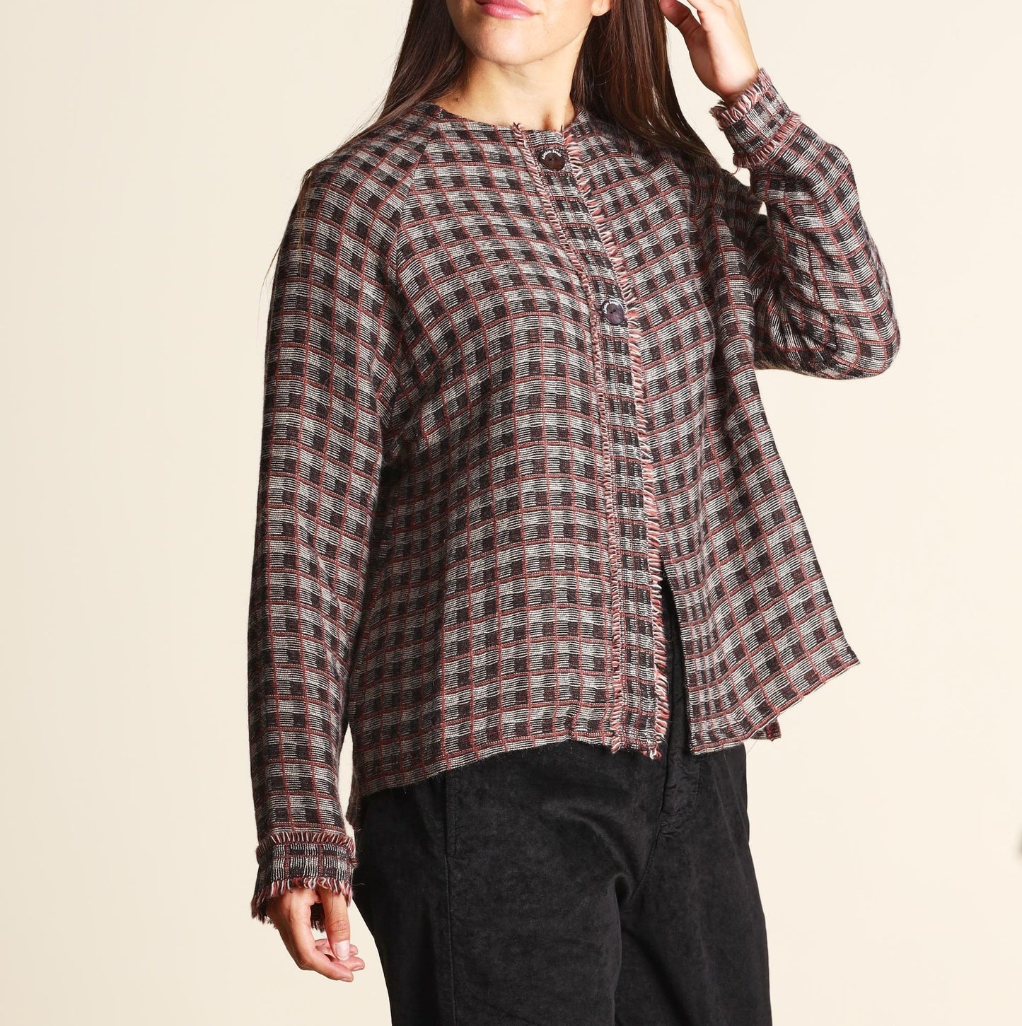 ALESSIA SANTI Giacca Donna Lana 521SD35067 Fiori Nero-Cipolla