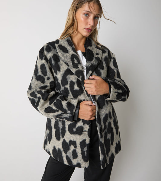 ALESSIA SANTI Giacca Donna in panno Animalier 521SD35065 Black Grey