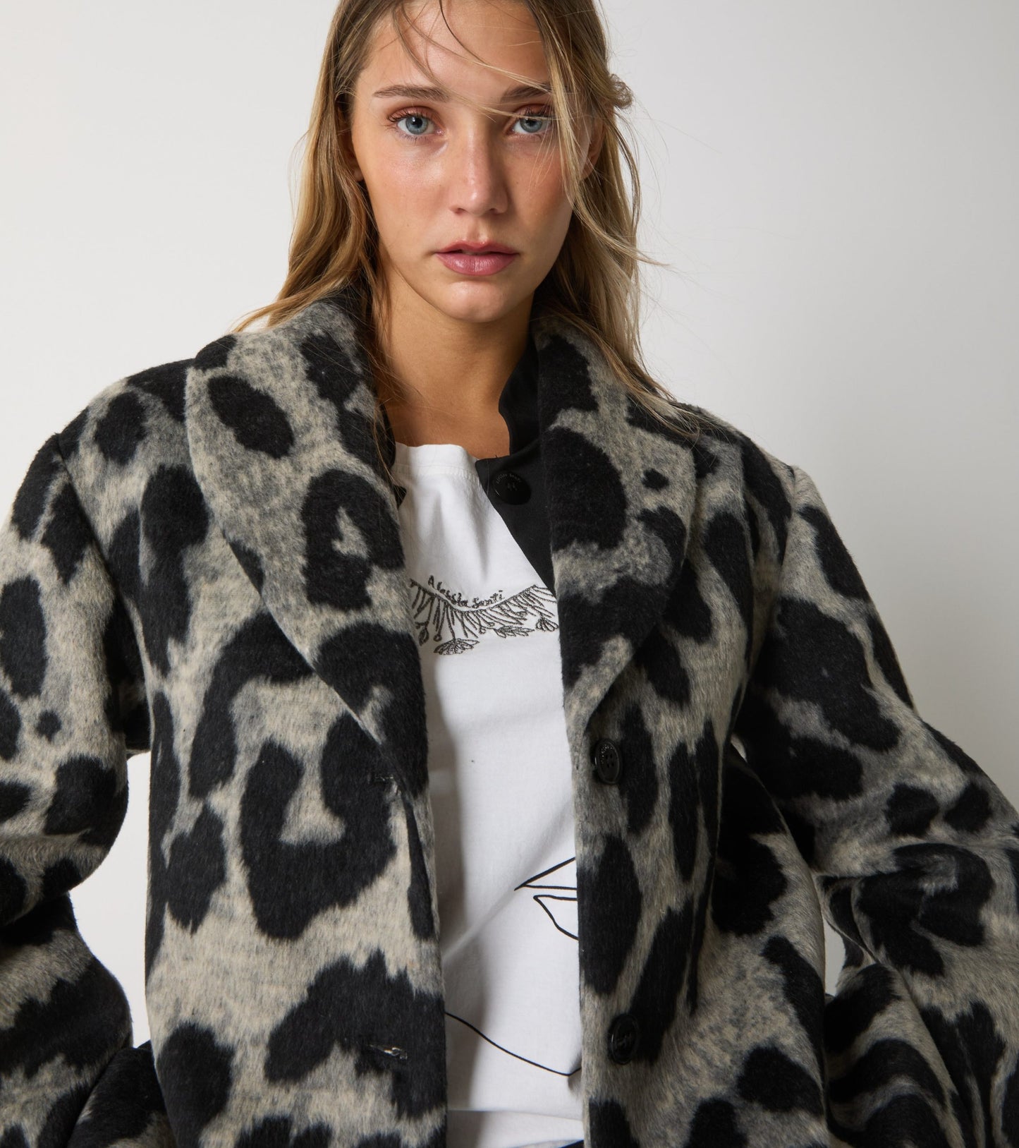 ALESSIA SANTI Giacca Donna in panno Animalier 521SD35065 Black Grey