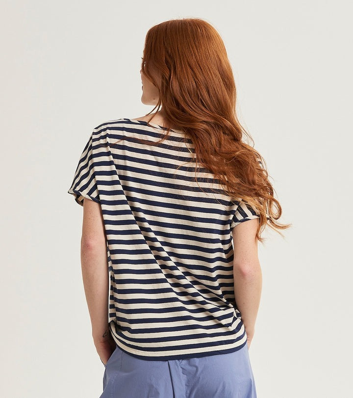 ALESSIA SANTI T-Shirt Rigata 511SD64009 Blu Beige