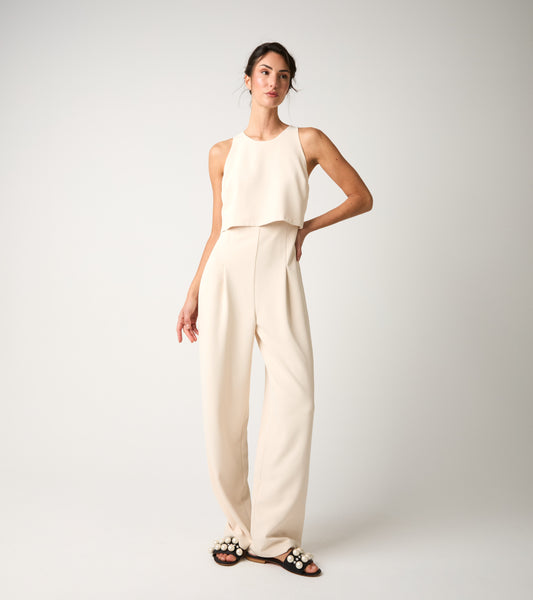 ALESSIA SANTI Tuta stretch con scollo rotondo 611SD15032 Champagne