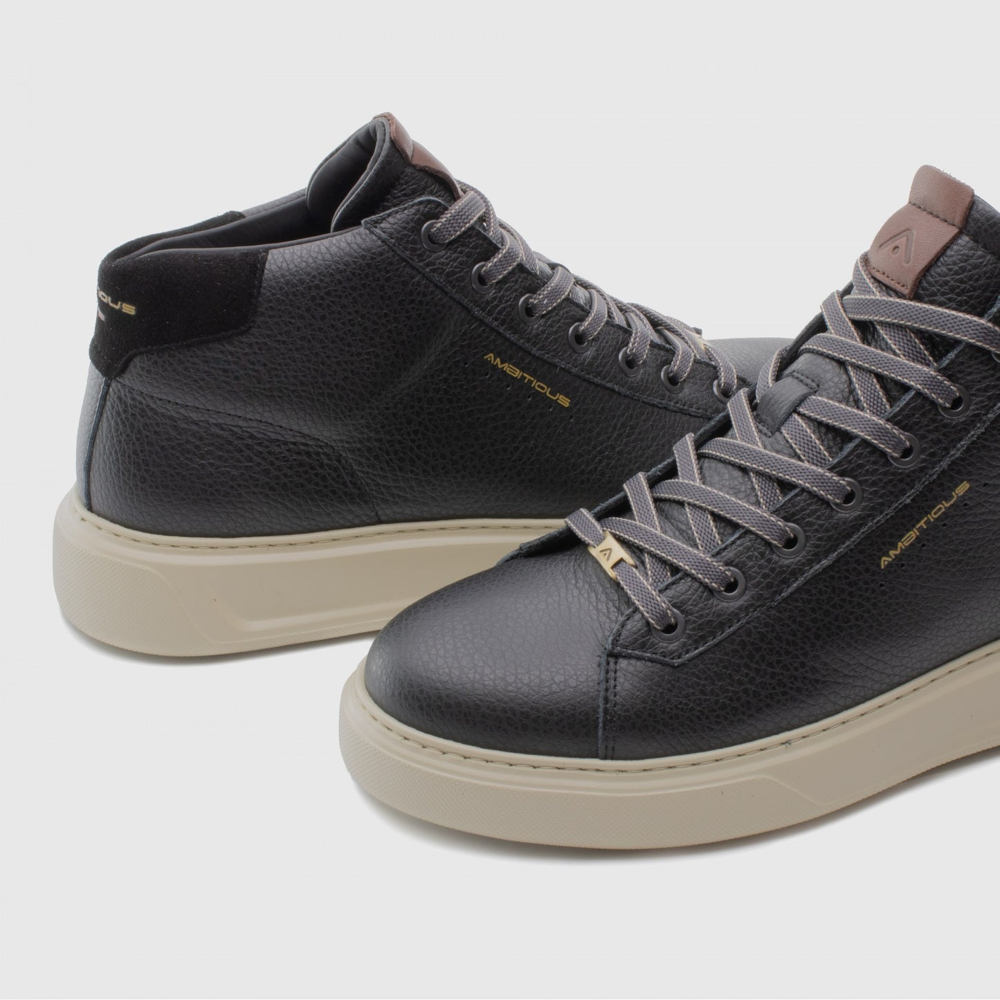 Sneaker Alta AMBITIOUS Kit Uomo Nera - Pelle Minimale