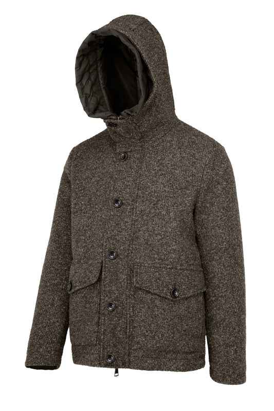 BOMBOOGIE Parka Uomo Wbac con cappuccio in maglia a costine GM9814WBAC Coffee 103