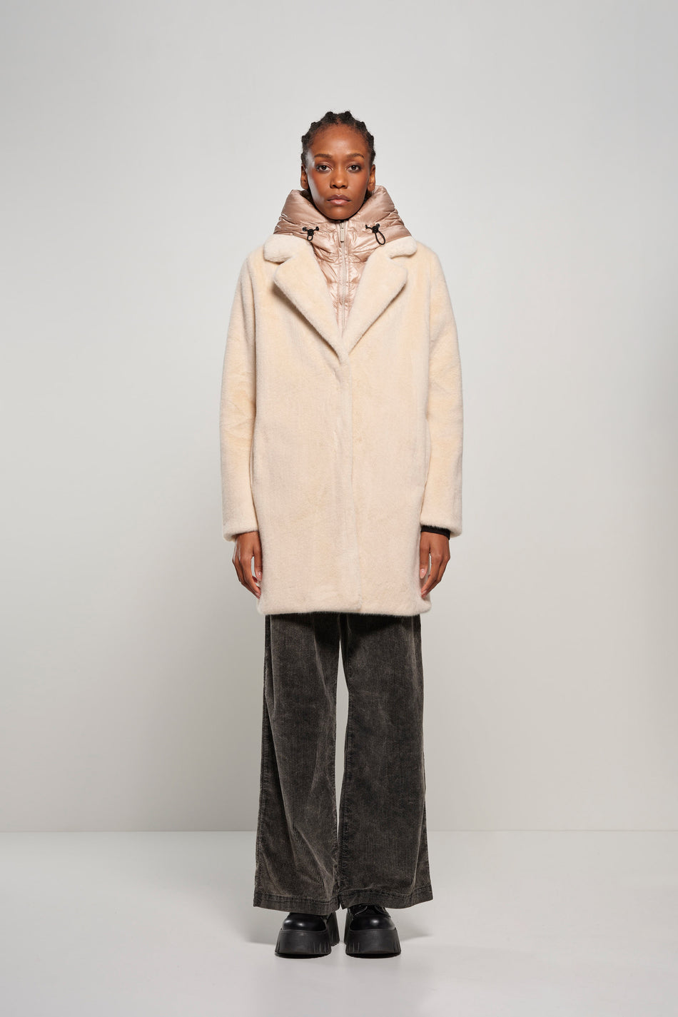 BOMBOOGIE Cappotto lungo Donna Odessa Overcoat in ecopelliccia CW6570TFSB6 Urban Bronze 148