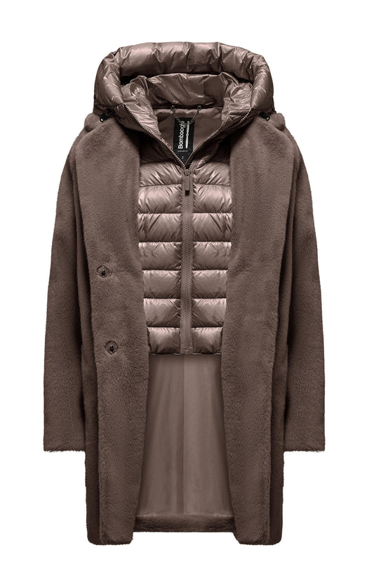 BOMBOOGIE Cappotto lungo Donna Odessa Overcoat in ecopelliccia CW6570TFSB6 Urban Bronze 148