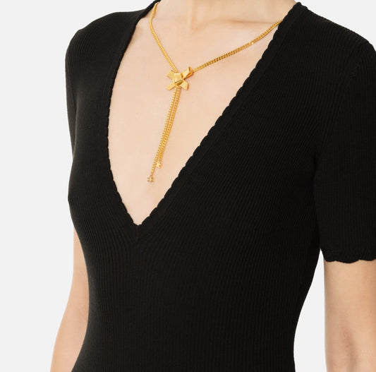 ELISABETTA FRANCHI Abito in viscosa con collana AM53S51E2 Nero