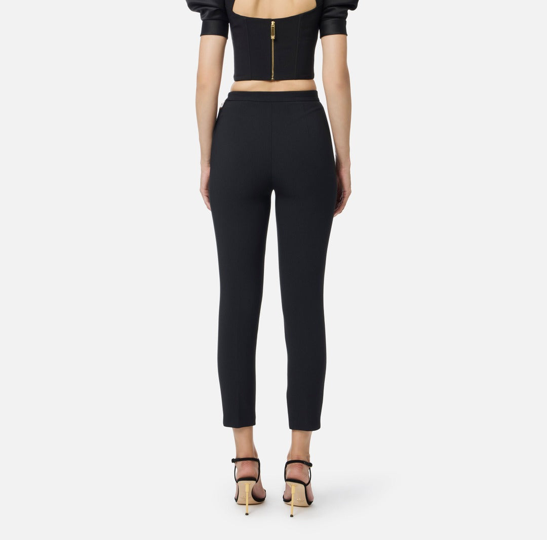 ELISABETTA FRANCHI Pantaloni in doppio crepe PA12056E2 Nero