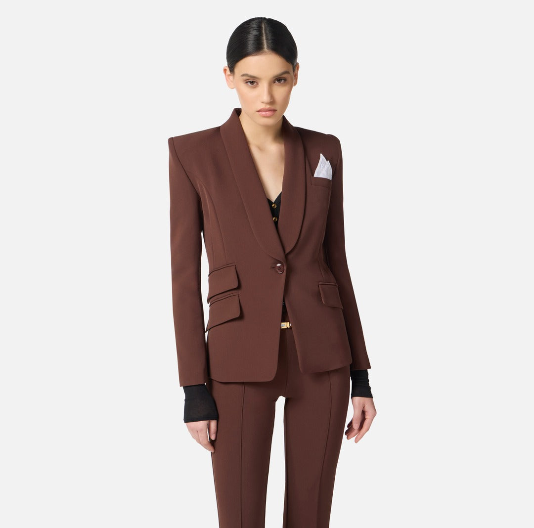 ELISABETTA FRANCHI Tailleur in crepe TP00156E2 Coffee