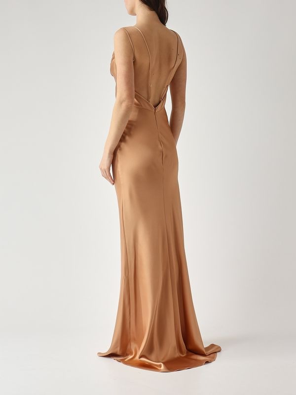 ELISABETTA FRANCHI Red Carpet Satin Dress ABR3362E2 Suede