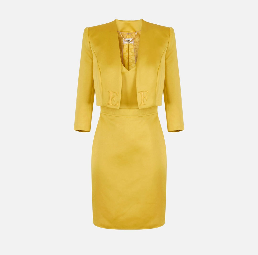 ELISABETTA FRANCHI Duchess and tulle dress with jacket TB00161E2 Sun