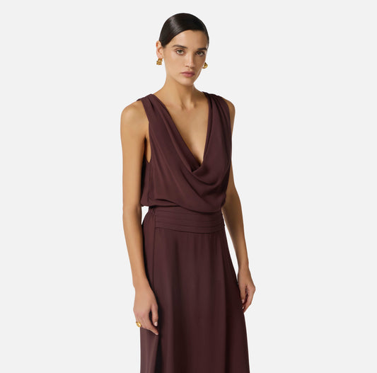 ELISABETTA FRANCHIViscose georgette dress AB88461E2 Cacao