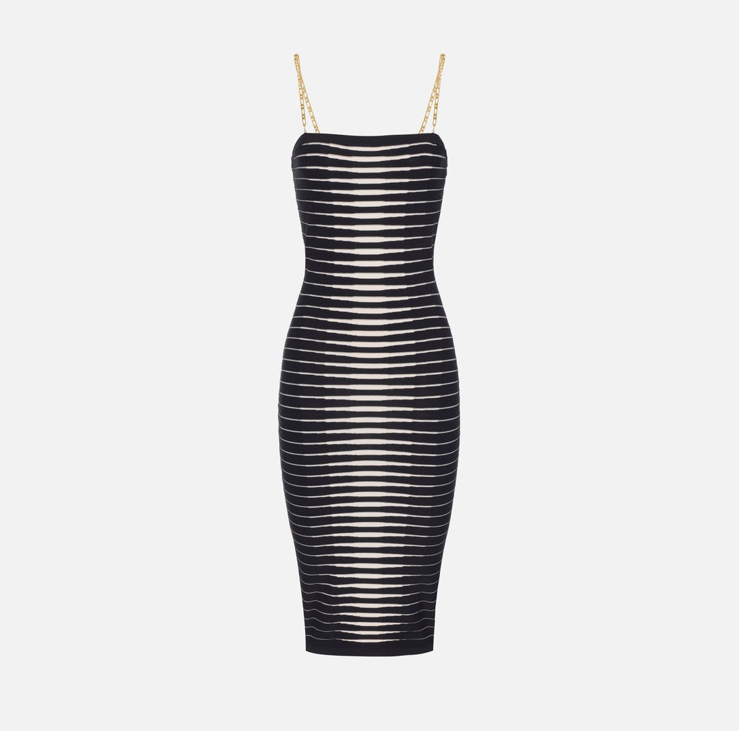ELISABETTA FRANCHI Knitted dress with zebra jacquard AM99S61E2 Black Butter