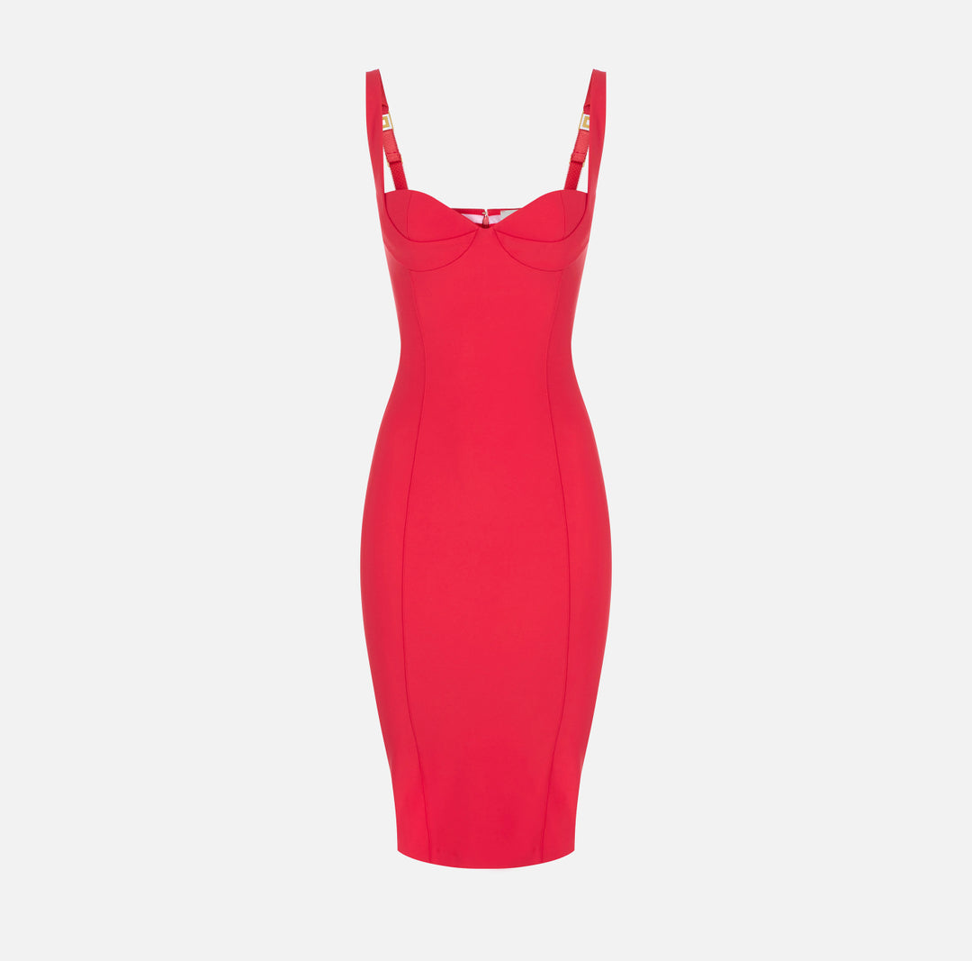 ELISABETTA FRANCHI Abito in tessuto tecnico AB00267E2 Red Passion