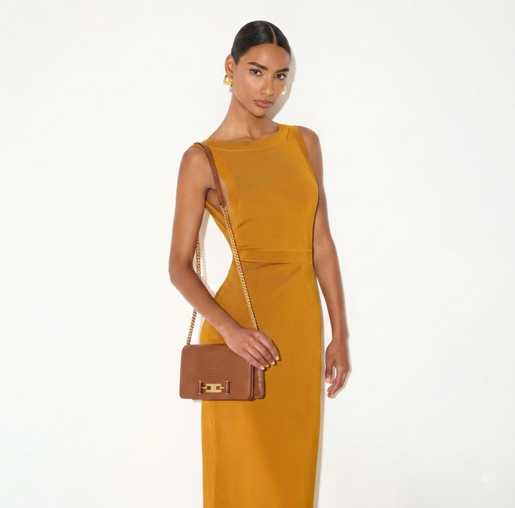 ELISABETTA FRANCHI Borsa Tracolla con catena groumette BS09A66E2 Sigaro