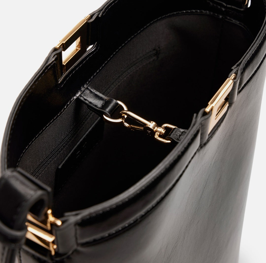 ELISABETTA FRANCHI Borsa a secchiello effetto naplak BS16A61E2 Nero