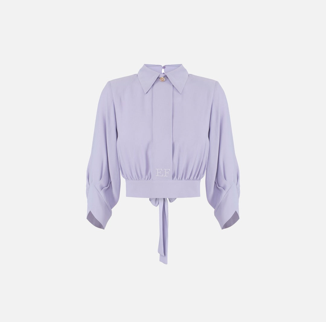 ELISABETTA FRANCHI Camicia in georgette con fusciacca CA14761E2 Lilla
