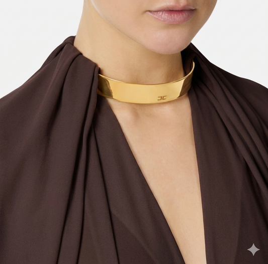 ELISABETTA FRANCHI Camicia in georgette con dettagli gioiello CA15961E2 Cacao