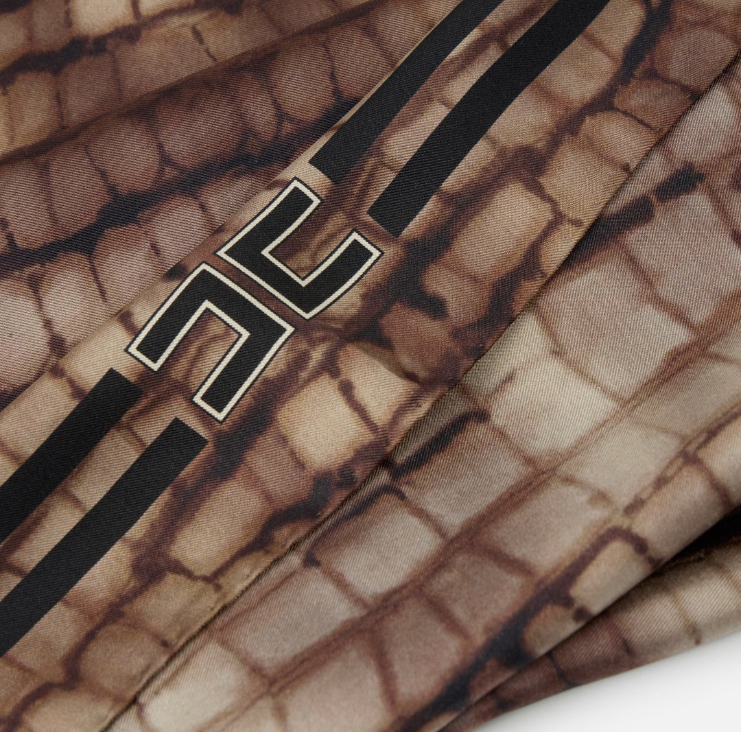 ELISABETTA FRANCHI Foulard in twill di seta con stampa alligatore FO24L61E2 Cacao