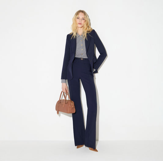 ELISABETTA FRANCHI Giacca in doppio crêpe stretch GI27466E2 Blu Notte