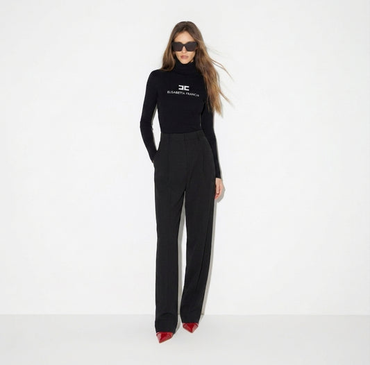 ELISABETTA FRANCHI Dolcevita in maglia a costine MK18B66E2 Nero-Burro