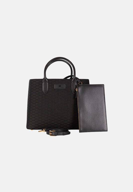 ELISABETTA FRANCHI Borsa Tote Media in tessuto BS01A66E2 Nero