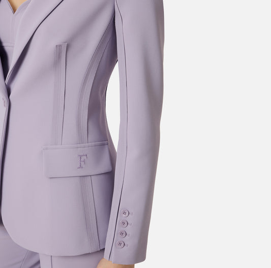 ELISABETTA FRANCHI Giacca in doppio crepe stretch con dettagli logo GI21661E2 Lilla