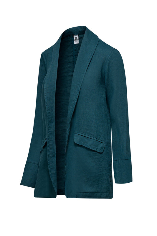 BOMBOOGIE Giacca Donna in Lino GW9449LNI6 Teal Blue 259