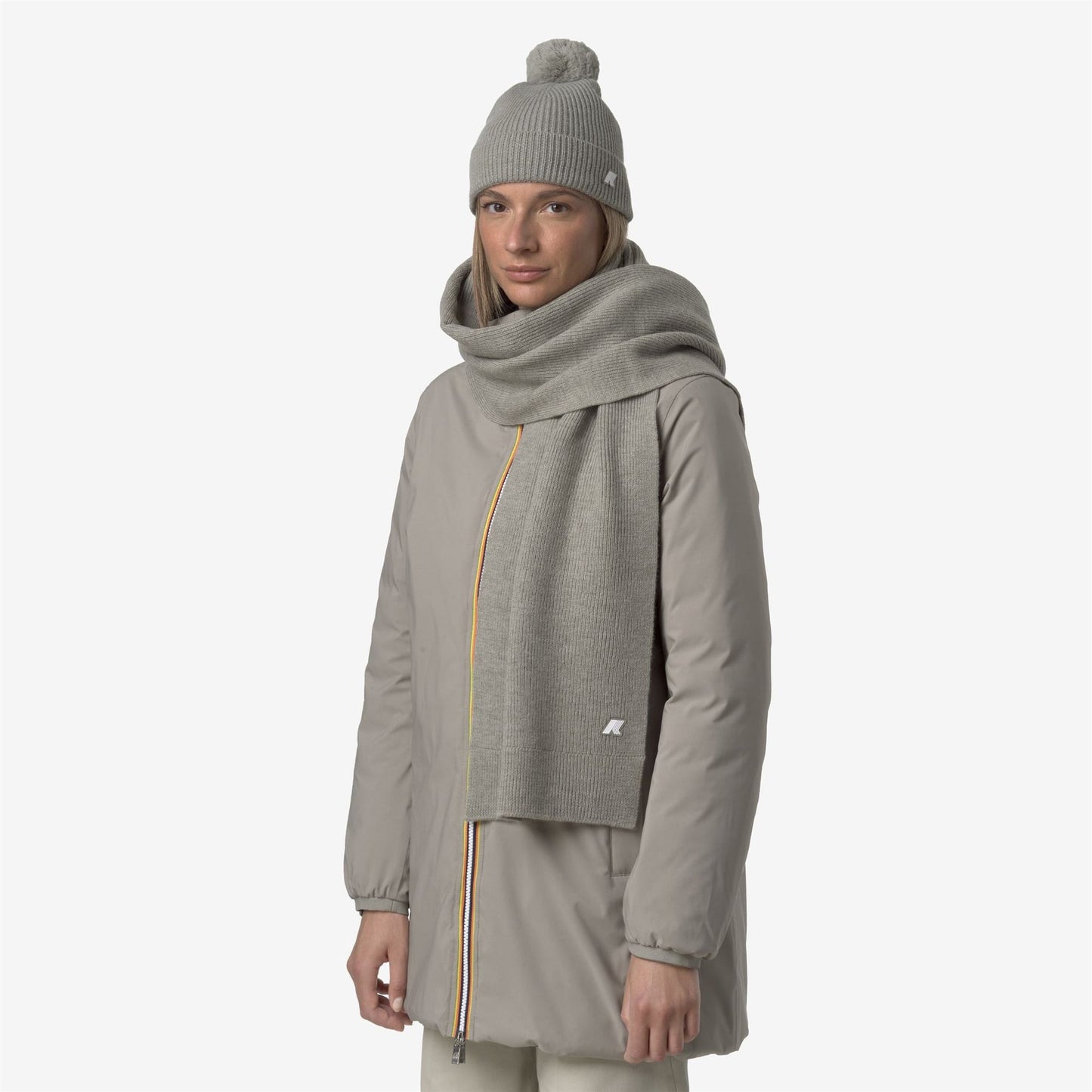 K-WAY Sciarpa Uomo ETIENNE CARDIGAN STITCH WOOL K4136FW GREEN OAK MELANGE KAM