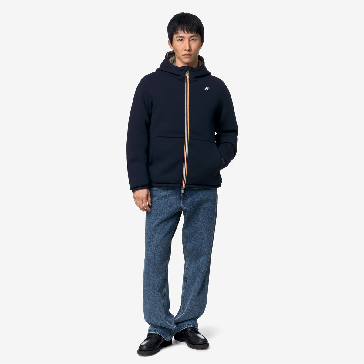 K-WAY Giubbino Uomo JACK SPACER NYLON DOUBLE K8142YW Blue Depht Green Army DOC