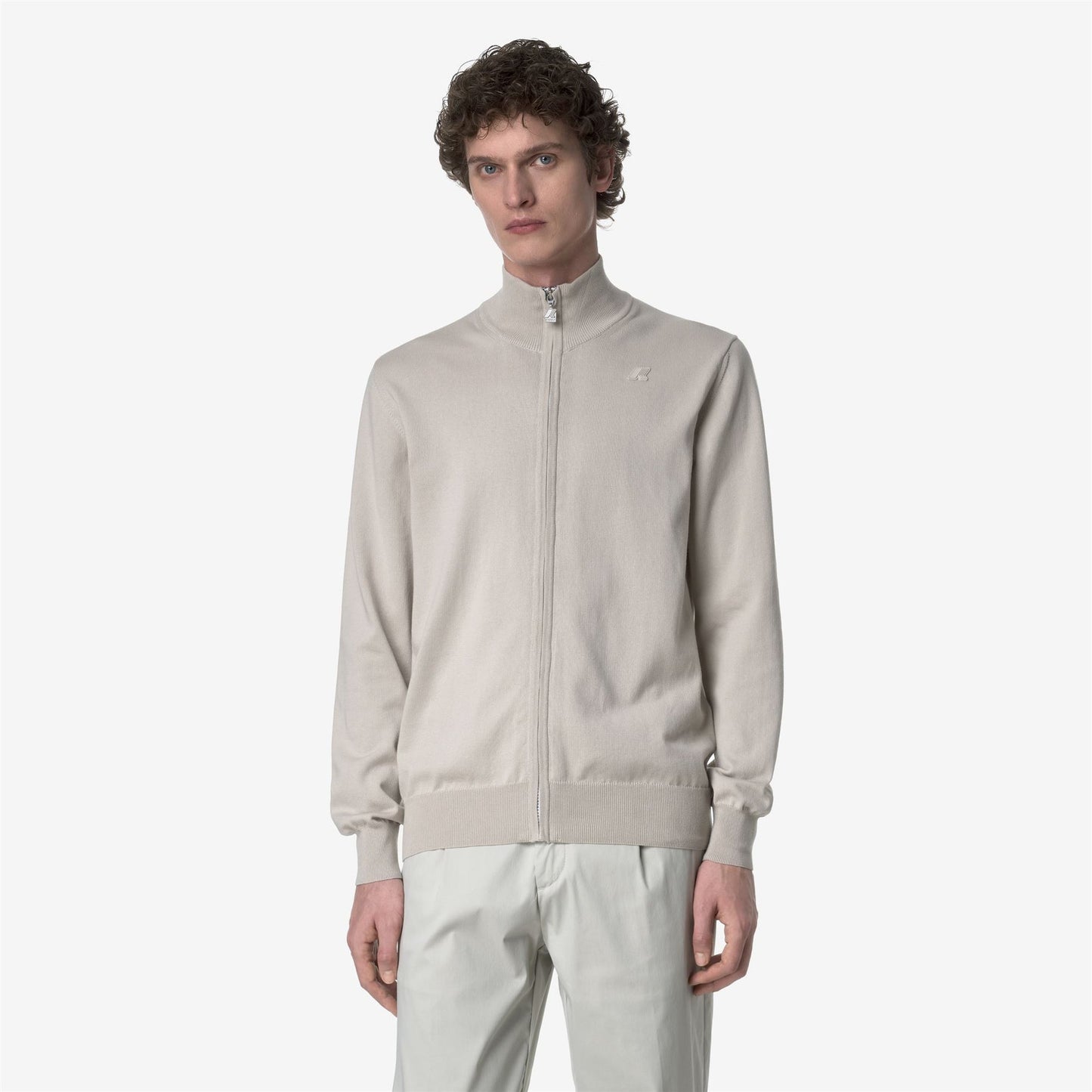 K-WAY Men's Zip-Up Sweater FINNY COTTON PS K41321W Beige LT 634