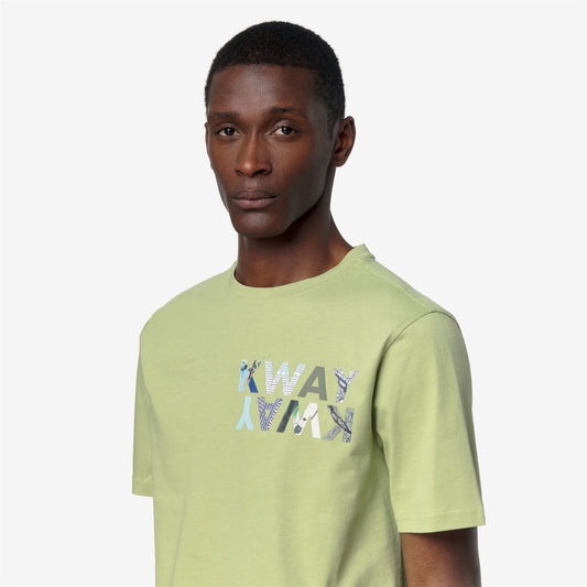 K-WAY T-Shirt Uomo ODOM SLIM JERSEY KWAY LETTERING K71354W Green Dk Lime T70