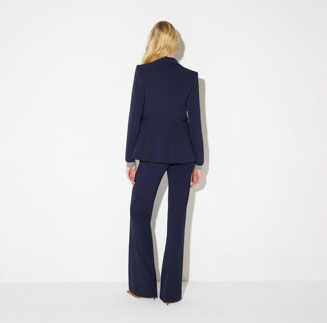 ELISABETTA FRANCHI Pantaloni in doppio crêpe stretch PA19666E2 Blu Notte