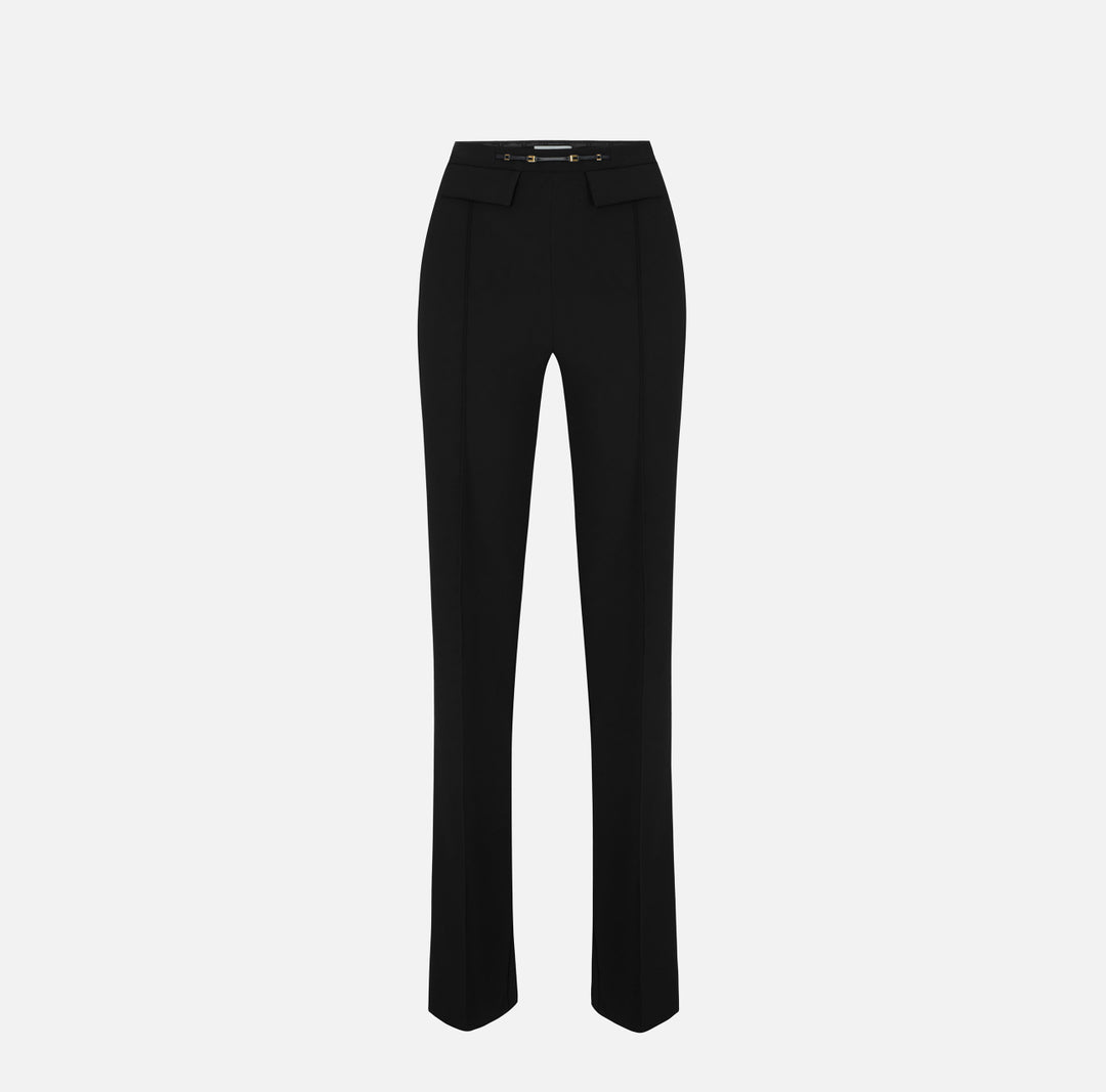 ELISABETTA FRANCHI Pantaloni in doppio crêpe stretch PA19666E2 Nero