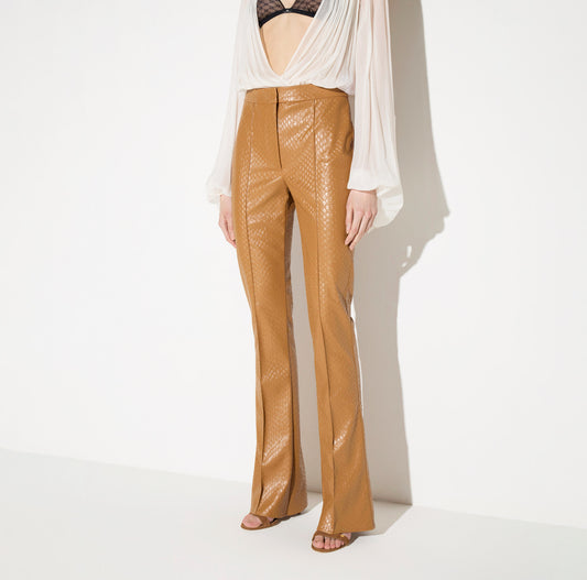 ELISABETTA FRANCHI Pantaloni con trama a squame PA22567E2 Daino