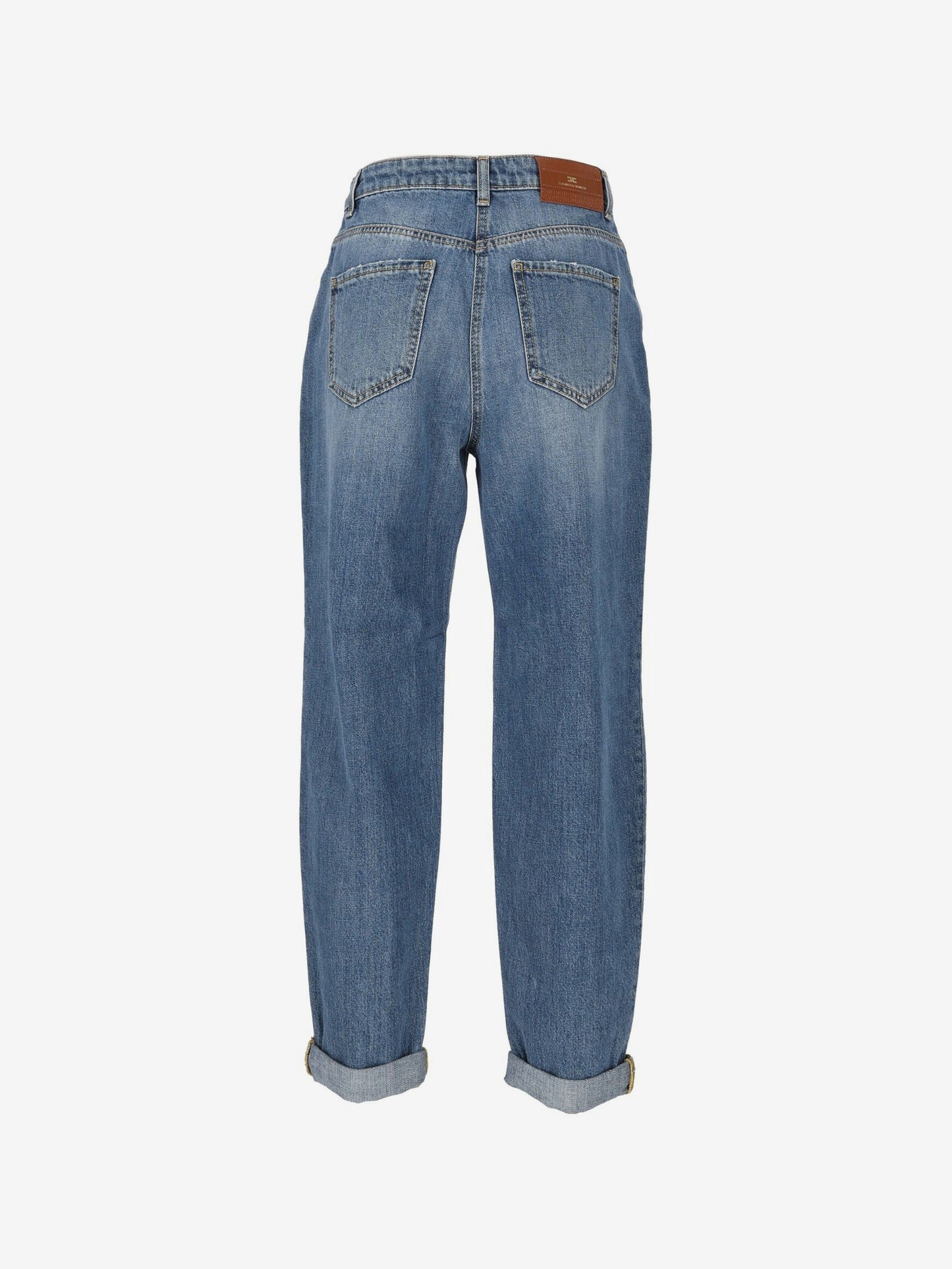 ELISABETTA FRANCHI Jeans Boyfriend con Risvolto e Placca Logo PJ14D66E2 Blue Vintage