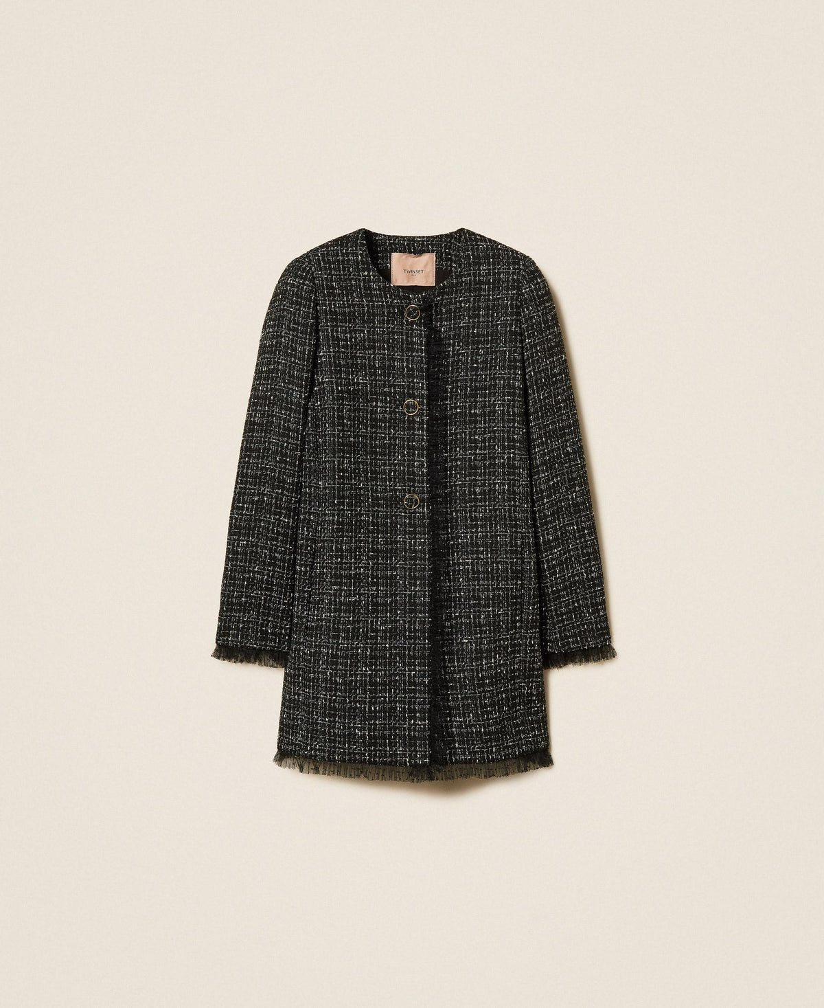 TWINSET Cappotto boucle in tulle plumetis 262TP2085 Boucle Nero Giglio