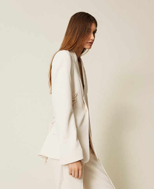TWINSET Giacca Blazer Donna in crêpe cady con lacci 252TP2285 Madreperla