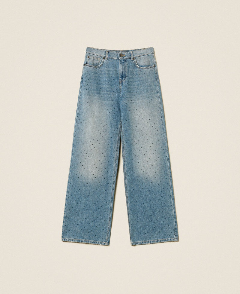 TWINSET Jeans Donna con Brillantini 252TT2270 Denim Blu