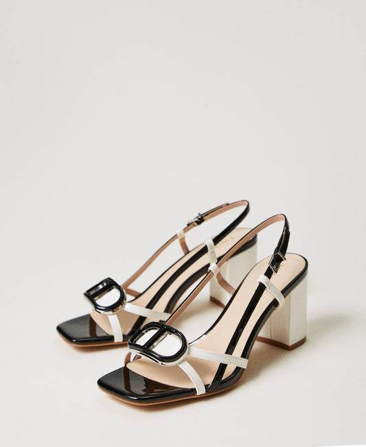 TWINSET Sandalo Donna 251TCP072 Bicolor Neve Nero