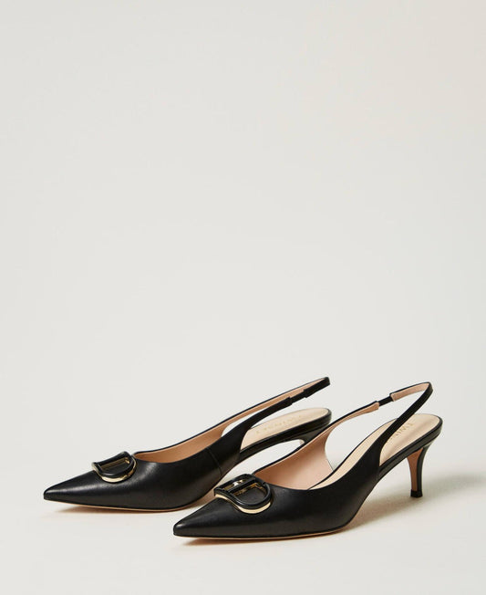 TWINSET Sling back Donna Pelle Oval T 251TCP062 Nero