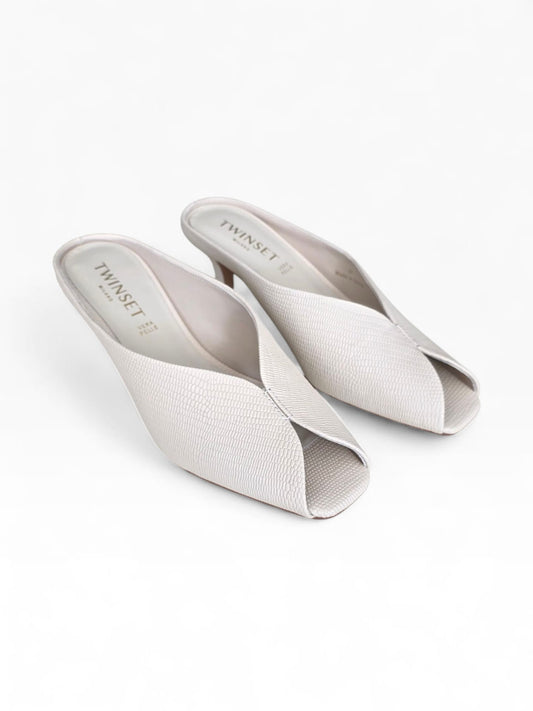 TWINSET Sandalo Mule In Pelle Donna 261TGT018 Tejus Madreperla