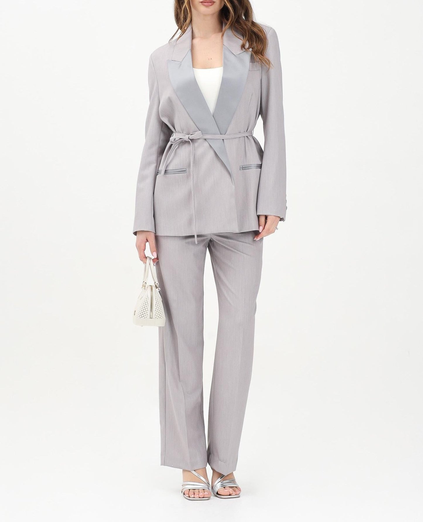 VICOLO Giacca con cintura TD0230 Grigio