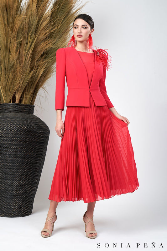 SONIA PENA Completo Giacca e Abito con cintura 11240038 Fuxia