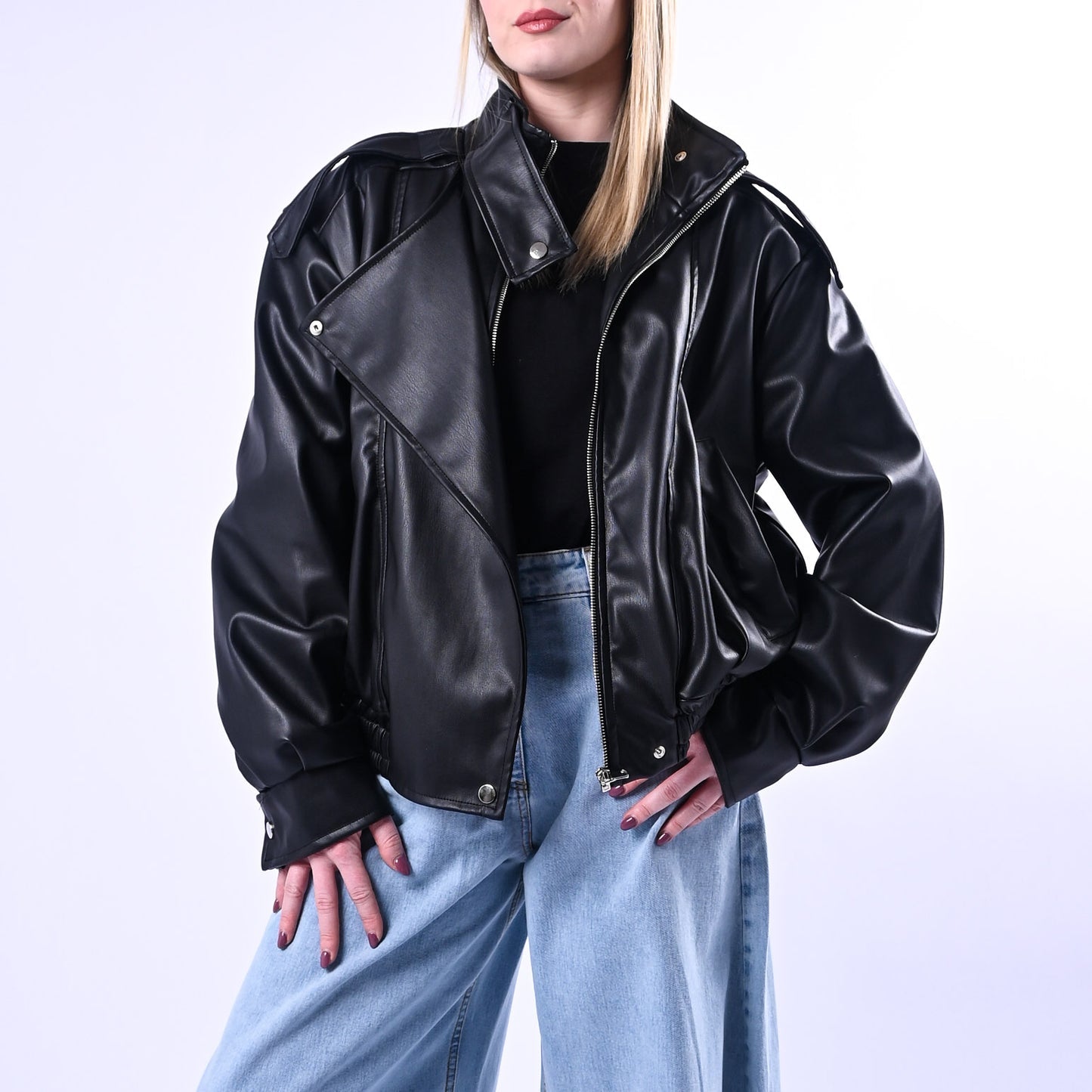 VICOLO Giacca Ecopelle TAB1047 Nero