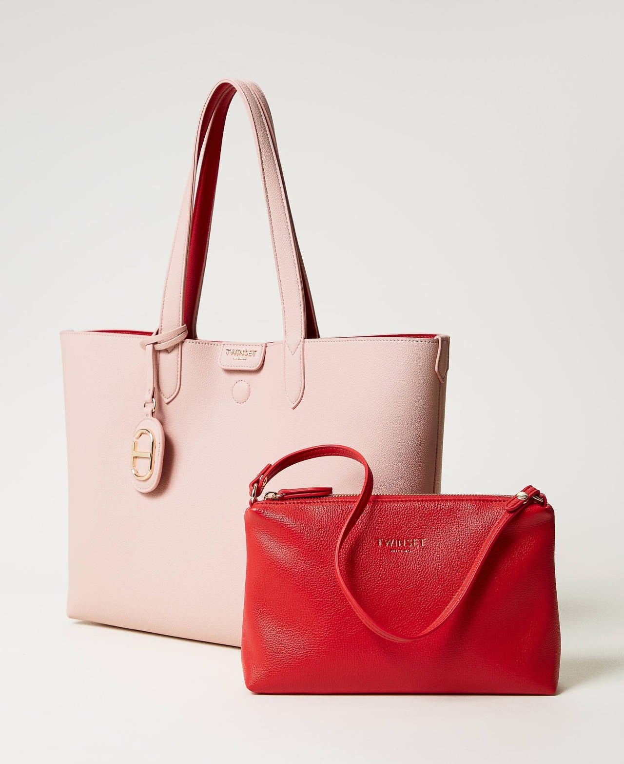 TWINSET Borsa Donna Shopping 251TB7300 Rosa P. Rosso