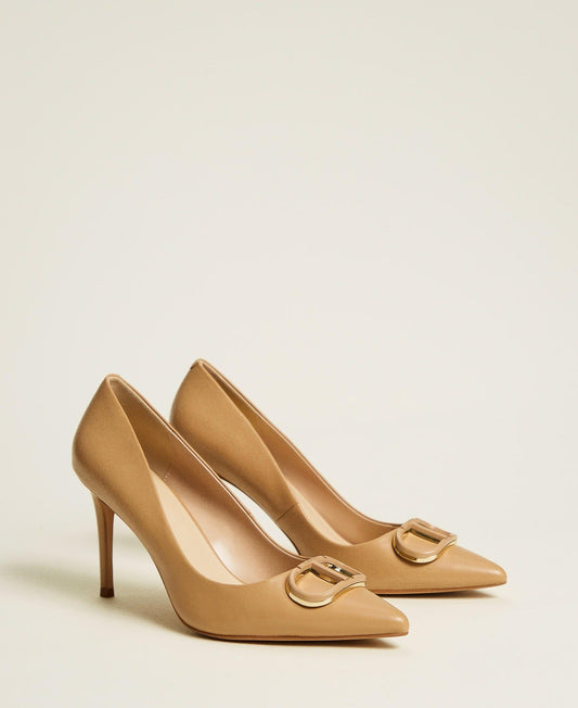 TWINSET Decollete Donna  in Pelle Oval T 251TCP060 Camel